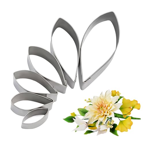 KALAIEN 6pcs/set Dahlia Sugar Flower Cutter Set Flower Petal Fondant Mold - color: Dahlia Cutter(6pcs)