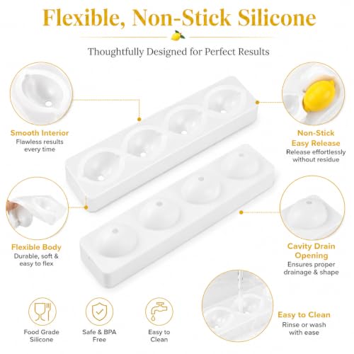 4-Cavity Lemon Silicone Mold, 3D Fruit Mold for Mousse, Chocolate & Cake
