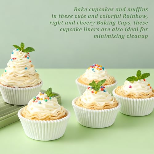1000 Count White Paper Cupcake Liners, Mini Size 1.4 Inch, Unbleached Baking Cups for Muffins and Cupcakes (White, 1.4 Inch) - color: White, size: 1.4 Inch
