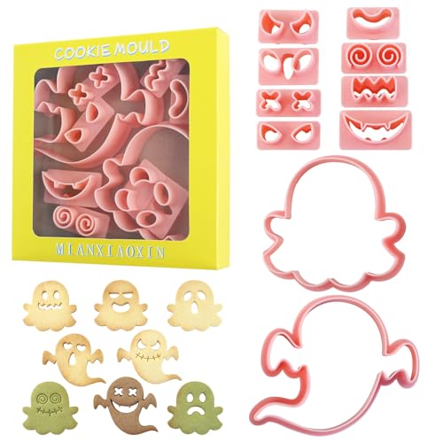 10Pcs Halloween Ghost Cookie Cutters DIY Mix Match Ghost Face Baking Molds - color: Halloween L-10