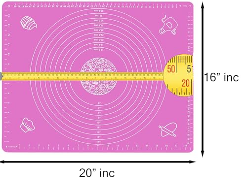 Silicone Baking Mat for Rolling Out Pastry Dough, 20 x 16 Inches, Pink