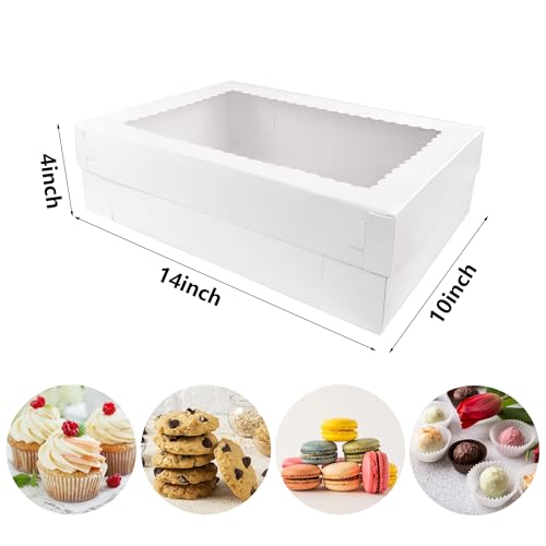 MUMULULU 12pcs 14x10x4in Quarter Sheet Cake Boxes with Window, White Large - size: 14x10x4in