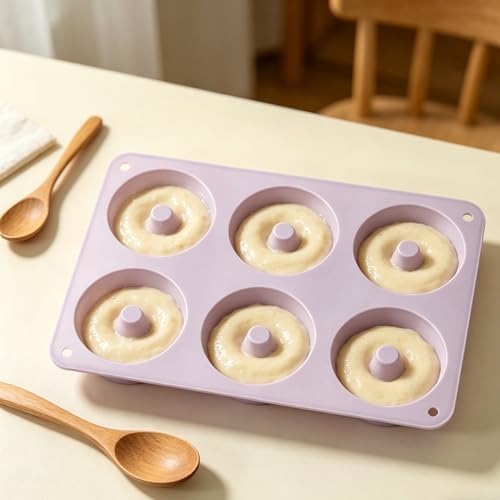 1pc 6-Cavity Silicone Donut Mold – Non-Stick Baking Pan for Donuts, Bagels and Dessert Making, Reusable Oven Bakeware Tool