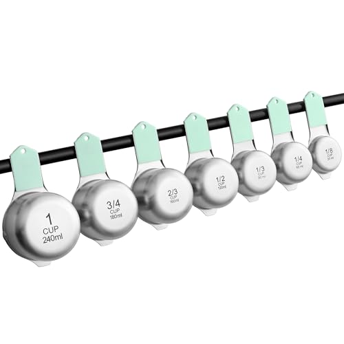 Spring Chef Magnetic Stainless Steel Measuring Cups Set of 7 Patented, Mint - color: Mint