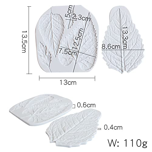 Leaf Silicone Mold Rose Flower Fondant Molds DIY Cake Decorating Tools Sugarcraft Candy Resin Clay Chocolate Gumpaste Moulds (2pcs(13 * 13.5cm,8.6 * 13.3cm)) - size: 2 pieces (5.12 x 5.31 inches, 3.39 x 5.24 inches)