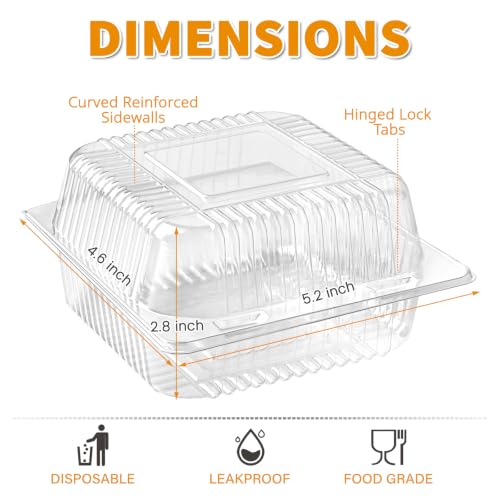 Zezzxu Disposable Square Slice Cake Containers with Hinged Lids, 100 Pack