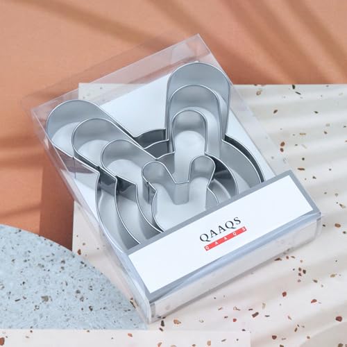Bunny Cookie Cutter Set Large - 5", 4", 3", 2" - 4 Piece Easter Bunny Rabbit Hare Head Face Shaped Cookie Cutters - Stainless Steel - color: Bunny Face - A