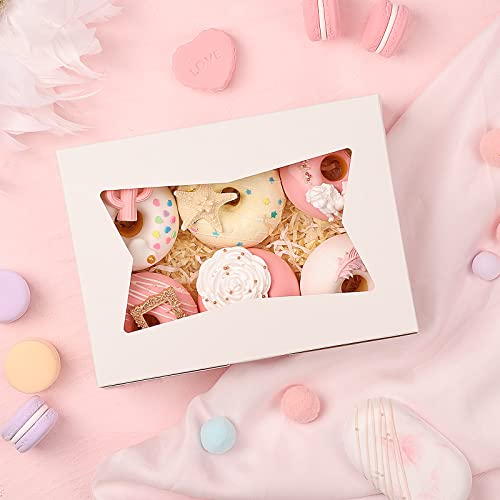 Moretoes 24pcs Bakery Boxes with 3 Styles Window, 8x6x2.5in Treat Boxes - size: 8x6x2.5inch