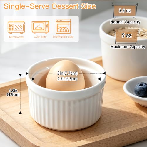 4 Pcs Ceramic Ramekins Oven Safe, Creme Brulee Ramekins（5 oz） - size: 5 OZ