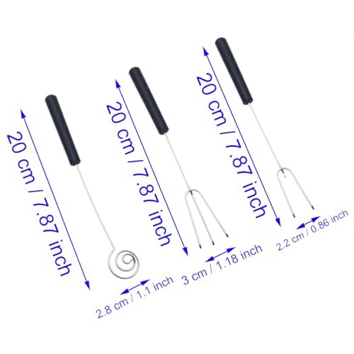 3 PCS Dipping Tool Stainless Steel Chocolate Drizzler Tool for Candy and Chocolate Cake Making (Black Plastic Handle) - size: SP-3