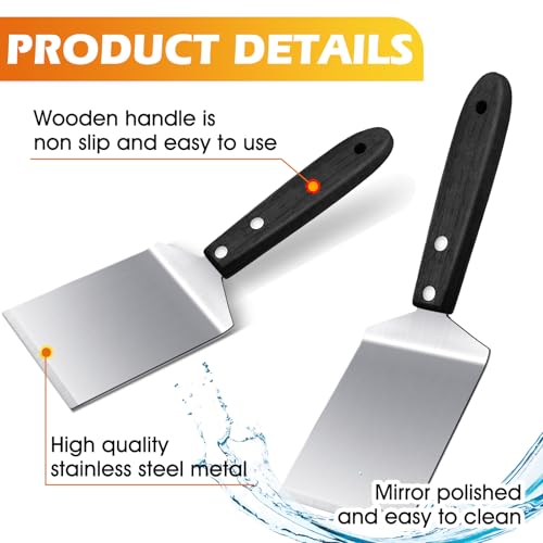BBTO 20 Pcs Stainless Steel Pizza Servers with Wooden Handle 8x2.5", Black - color: Black