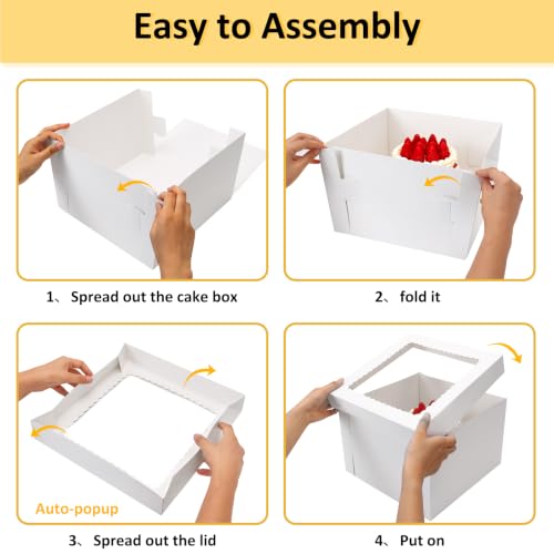 Moretoes 48pcs 12 Inch Cake Boxes with Cake Boards (24 Boxes & 24 Boards) - size: 48pcs-12*12*8in