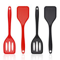 Small Silicone Serving Spatula Set of 4 for Egg, Steak(Black, Red) - color: Black, Red
