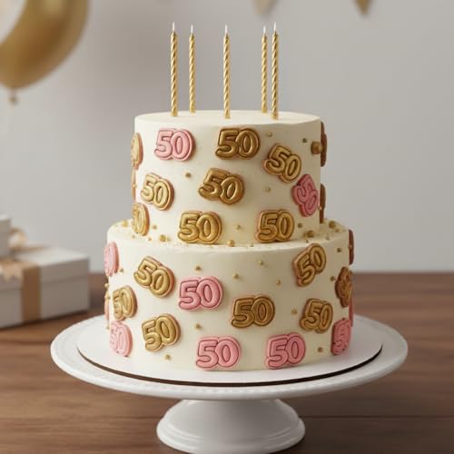 BAKERLOGY Number 50 Mini Cookie Cutter & Stamp Set – Double Digit Milestone Baking Tool for 50th Birthday, Anniversary & Special Celebrations Cupcake Topper & Fondant Cake Decoration