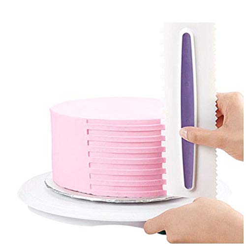 Decorating Comb and Icing Smoother Set of 3 Cake Scrapers - color: white&purple
