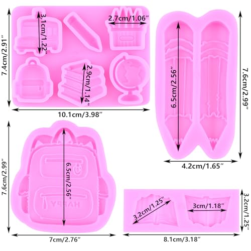 Mujiang Back to School Silicone Molds Book Backpack Fondant Mold Set Of 4 - color: Style D