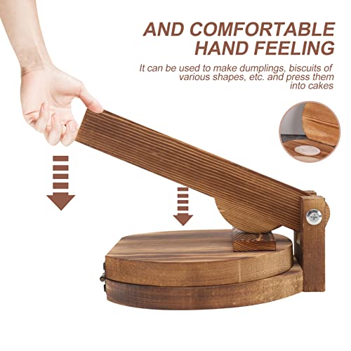 DOITOOL Wooden Dumpling Press with Handle Dough Presser