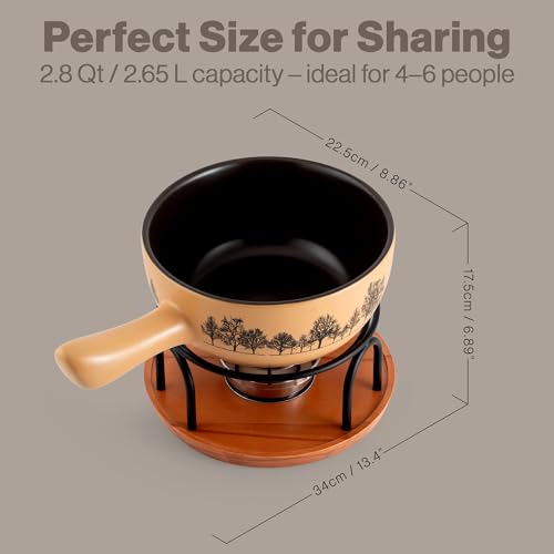 Swissmar Jura Ceramic Cheese Fondue Set, 9-Piece, 2.65 Liter, White Color - color: Jura Fondue Set