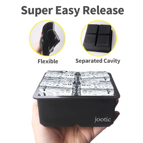 Large Ice Cube Trays Silicone (2.5-Inches) - Large Ice Tray Molds for making 4 Giant Ice Cubes for Whiskey (black 2 pack) - color: black 2 pack