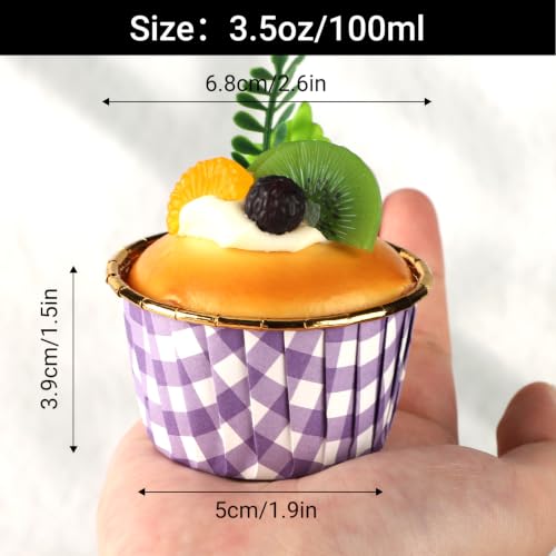 EUSOAR Aluminum Cupcake Liners, 50pcs 3.5oz Foil Baking Cups Purple White - color: Purple/White, size: 50pcs
