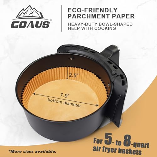GOAUS Air Fryer Round Paper Liners Disposable 150 Pcs for 5 to 8 Qt Basket, 7.9 Inch Unbleached Non-stick Oil-proof Parchment Paper - size: 7.9''Round 150 Pcs