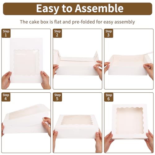 Moretoes 70pcs White Pie Boxes, 10x10x2.5 Bakery Boxes with Window