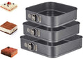 Springform Cake Pan Square 9.5inch,10inch,11inch, Set of 3 non stick leakproof cake baking pans with removable bottom, Non Stick Carbon Steel…