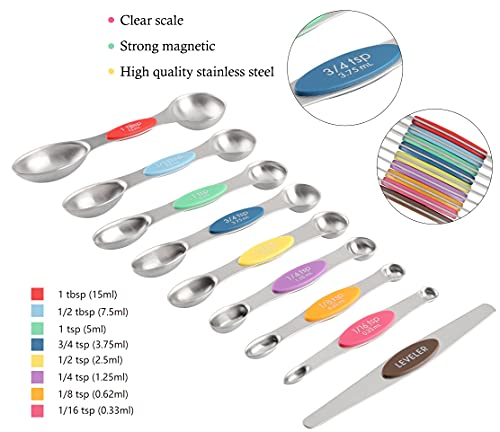 Measuring Cups and Spoons Set of 17 Double Sided Magnetic Measuring Spoons - color: Multicolor