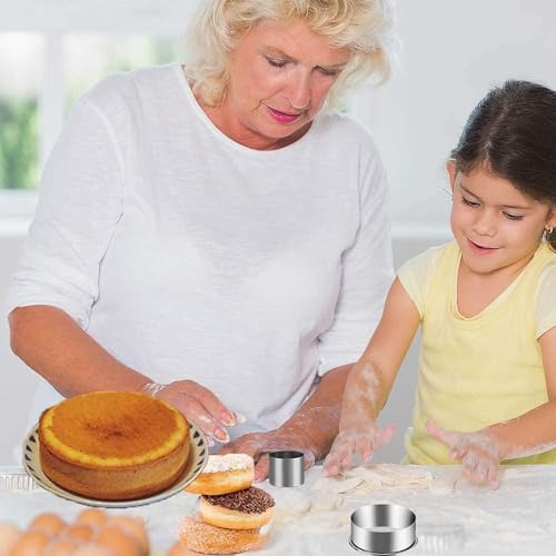 5 Pieces Biscuit Cookie Cutters Set,Stainless Steel Circle Round Cookie Biscuit Cutters in Graduated Sizes Shape Molds for Pastries Doughs Doughnuts - size: 5 Sizes Plain Edge