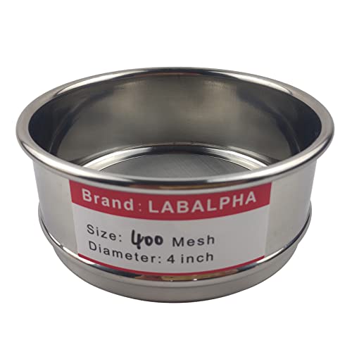 LABALPHA 400 Mesh Lab Sieves, Test Sieve #400 Mesh, 4'' Diameter, 304 Stainless Steel Wire Cloth (0.0385mm) - size: 400 mesh (0.0385mm)