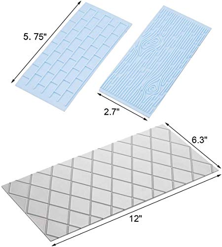10 Set Fondant Impression Mat Mold Lace Embossing Mat Tree Bark/Brick Wall/Flower/Stone Wall Fondant Impression Mats Texture Design for Cupcake Border Decoration
