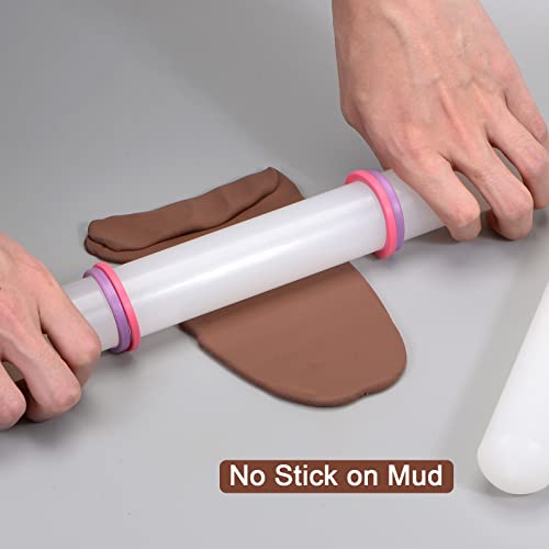 HARFINGTON Fondant Rolling Pin PP 50cm x 2.5cm Non Stick for Baking White - size: 19.69 Inch x 0.98 Inch