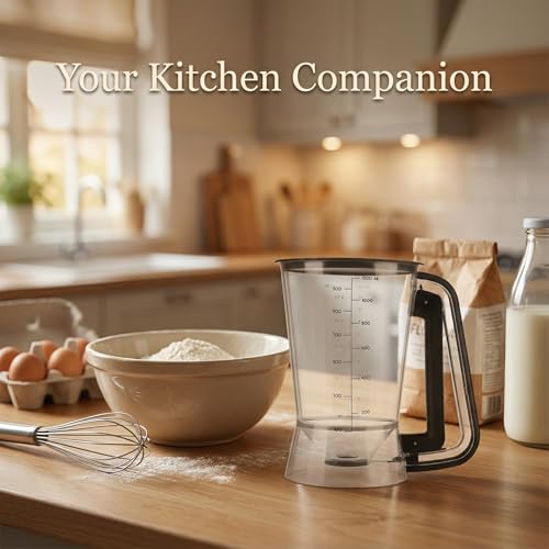 Pancake Batter Dispenser 5-Cup Batter Pourer for Maker Pancakes, Waffles, Crepes, Muffins, Cupcakes, Easy Squeeze Grip Handle with Proof Nozzle, Precise Baking Tools (Black) - color: Black