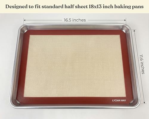 Silicone Baking Mats Set of 2, Half Sheet Nonstick Reusable Extra Thick Baking Sheet Liners for Cookies, Macarons, Bread, Pizza, Pastry, Red - color: Red, size: 16.5"L x 11.6"W