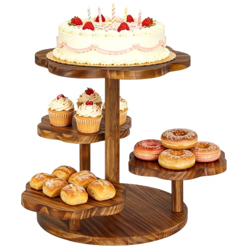 4 Tier Wooden Cake Stand, Cupcake Dessert Display Stand for 24-50 Cupcakes