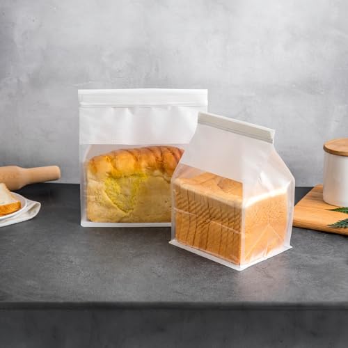 50 Pack Large Paper Bread Bags with Tin Tie Tab Lock 11" × 8.6" × 4.3" - color: White, size: Large