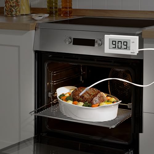 Digital Oven Thermometer with Probe Grill Meat Thermometer up to 572°F/300°C, Oven Thermometer Roasting for Barbecue Accessories for Kitchen, Roasting, Grill, Pizza - color: White
