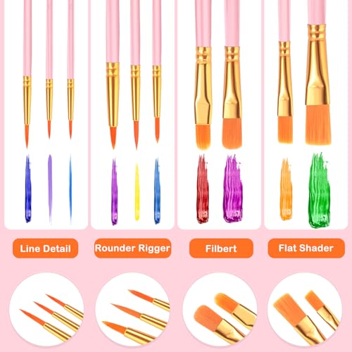 ESRICH 20PCS Pink Paint Brushes, Paint Brush for Acrylic Painting - color: Pink, size: 20