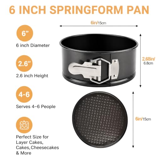 Springform Pan 6 Inch, Round Cake Pan with Removable Bottom