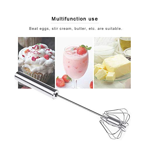 Egg Whisk, 12 Inch Semi-Automatic Egg Beater Stainless Steel Hand Mixers for Blending, Whisking, Beating, Premium Kitchen Utensil