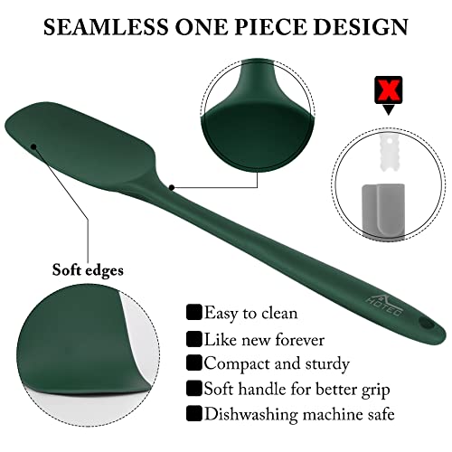 HOTEC BPA-Free Silicone Rubber Spatula Set, Dark Green, Set of 5 - color: Dark Green