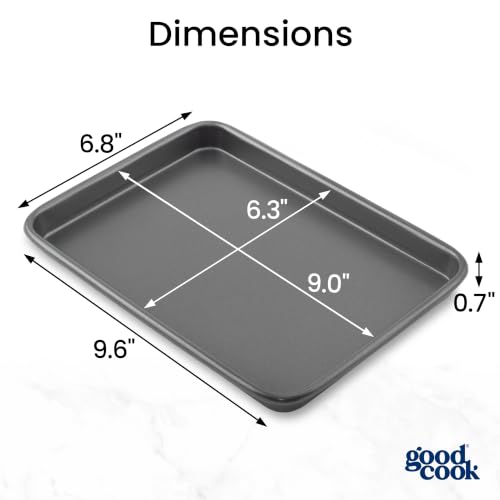 GoodCook Everyday Toaster Oven Mini Baking Sheets Set of 2 Set of 2 Heavy-Gauge Steel Baking Pans with Scratch-Resistant Nonstick, 9 x 6.2-Inch, Gray - size: 9 x 6-Inch (2- Piece Set)