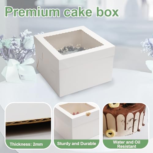 2 Pack Cake Boxes with Window, 12x12x8 Inches, for Wedding Birthday