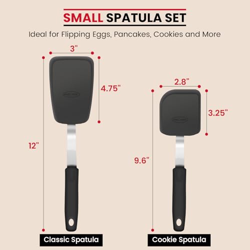 Unicook 2-Piece Small and Mini Silicone Spatula Set for Cooking and Baking
