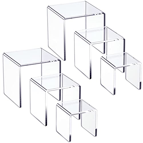 HIIMIEI Clear Acrylic Display Risers 2 Sets - size: 3"x4"x5"