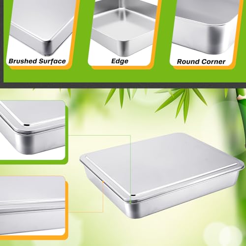Tioncy 3 Sets Baking Stainless Steel Pan with Lid, 13/11/ 9 Inch - size: 13/11/ 9 Inch