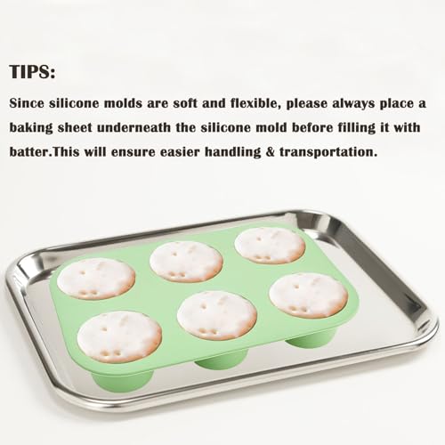 6 Cups Silicone Mini Muffin Pan Set, Nonstick Mini Cupcake Pans, 2pcs BPA Free Small Muffin Tin for Baking - color: Set of 2--6 Cups (Blue+Green)