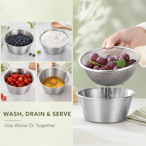 Berry Colander Bowl, 304 Stainless Steel Small Colander Strainer
