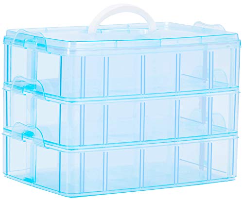 Sooyee 3-Tier Craft Storage Organizer Box Plastic,Blue - color: Blue, size: 3 Tier