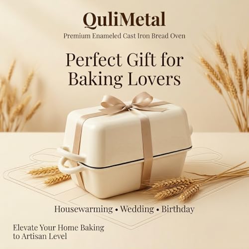 QuliMetal 5 Qt Enameled Cast Iron Bread Pan with Lid for Sourdoug - style: 5QT